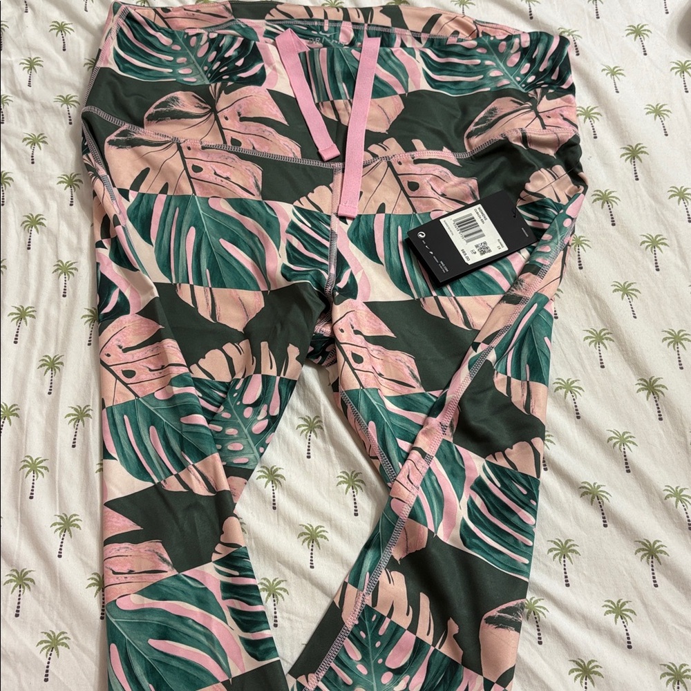Nike Pink and Green Leaf Print Leggings